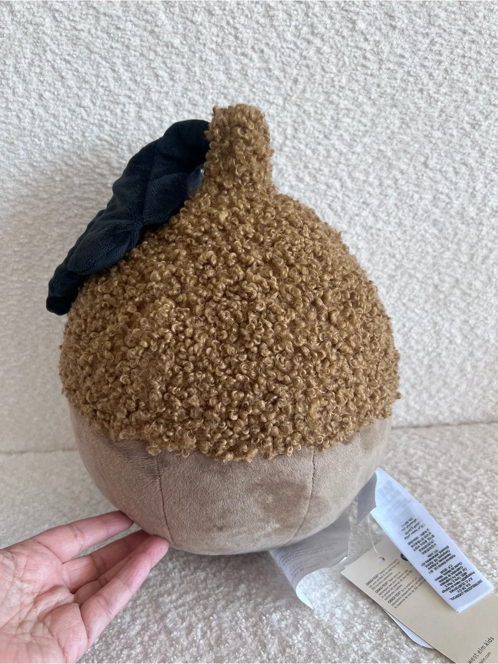 West Elm Kids NWT Acorn Pillow Plush Brown Toy